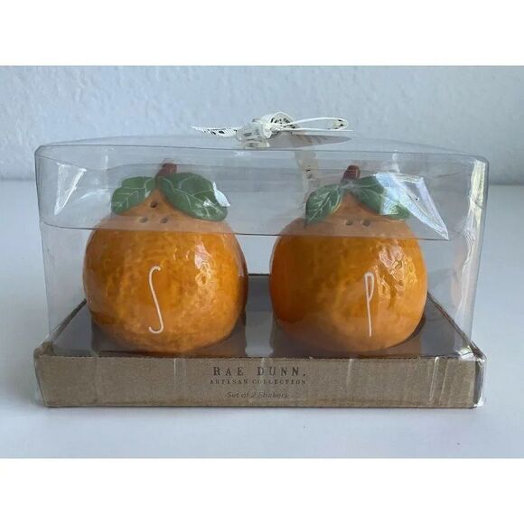 RAE DUNN Oranges "S" & "P" Salt & Pepper Shaker Set New In Box - Picture 1 of 8